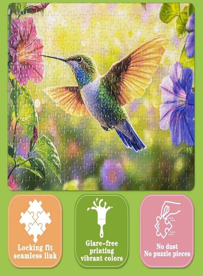 EIYRURU 300 Pieces Puzzle for Adults,Hummingbird and Flowers Large Pieces Jigsaw Puzzle for Kids Adults Seniors,Recycled Paper,Glossy & Sturdy Pieces,Challenging Puzzle & Perfect Family Game (20.5 x 15 in) - Image 4